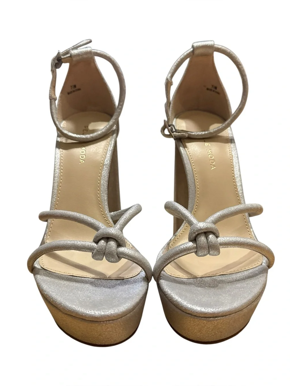 NWT - Pelle Moda Gillian Silver Metallic Suede Platform Heels 7.5